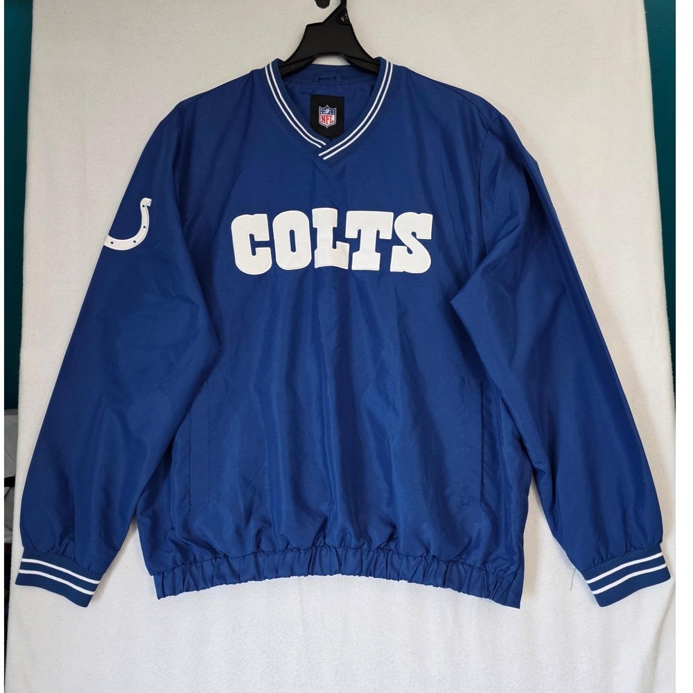 NFL Indianapolis Colts Pullover Windbreaker Jacket XL Blue Jersey Lined Gorpcore